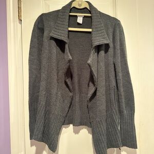 Elegant Gray Open Front Cardigan
